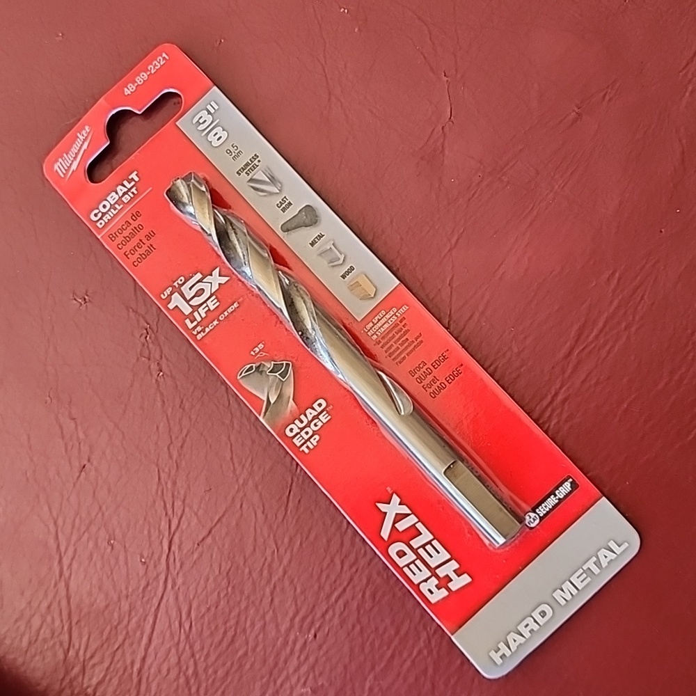 NIB Milwaukee: 3/8 in. Cobalt Red Helix Twist Drill Bit